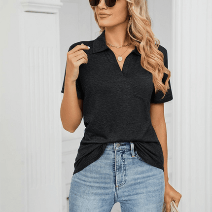 Chambray-Trimmed Short Sleeve Polo for Men