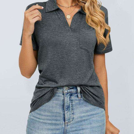 Chambray-Trimmed Short Sleeve Polo for Men