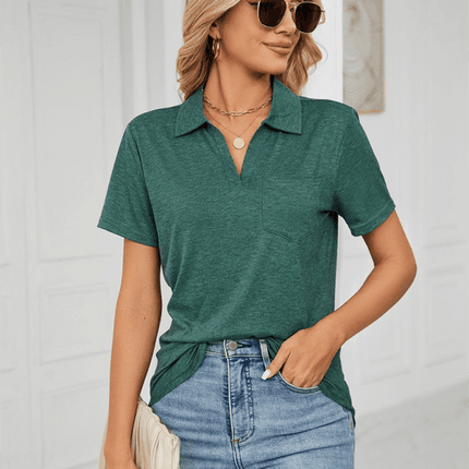 Chambray-Trimmed Short Sleeve Polo for Men