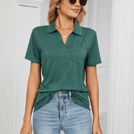 Chambray-Trimmed Short Sleeve Polo for Men