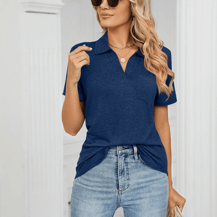 Chambray-Trimmed Short Sleeve Polo for Men