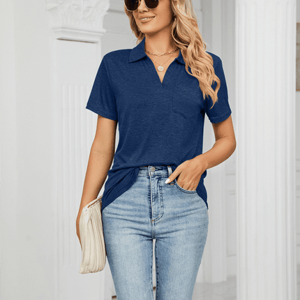 Chambray-Trimmed Short Sleeve Polo for Men