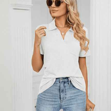 Chambray-Trimmed Short Sleeve Polo for Men