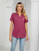 Chambray-Trimmed Polo Tee with Short Sleeves