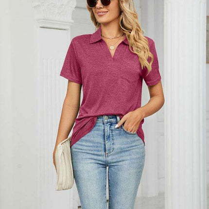 Chambray-Trimmed Short Sleeve Polo for Men