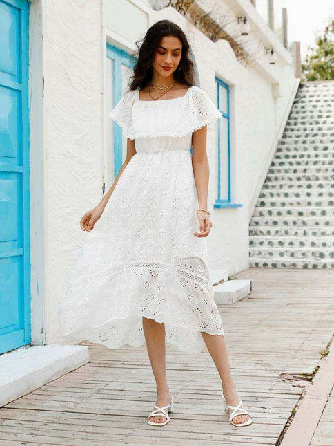 Bohemian Dream Lace Off-Shoulder Dress with Playful Details
