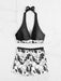 Floral Charm High-Waisted Bikini Set with Sleeveless Top