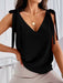Summer Chic Lace-Up Bow Detail Women's V-Neck Tank Top