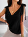Summer Chic Lace-Up Bow Detail Women's V-Neck Tank Top