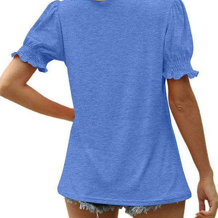 Elegant Knit Peplum Top with Statement Puff Sleeves