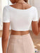 Jakoto Chic Ruched Front Cropped Top with Unique Angled Hem