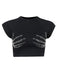 Diamond Claw Embellished Ribbed Crop Top - Women's Fashionable Blouse with Chic Diamond Accents