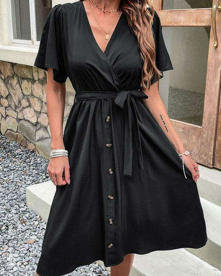 Elegant Elbow Sleeve Wrap Dress for a Timeless Sophisticated Look