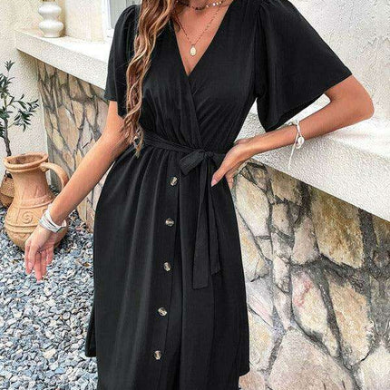 Elegant Elbow Sleeve Wrap Dress for a Timeless Sophisticated Look