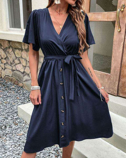 Elegant Elbow Sleeve Wrap Dress for a Timeless Sophisticated Look