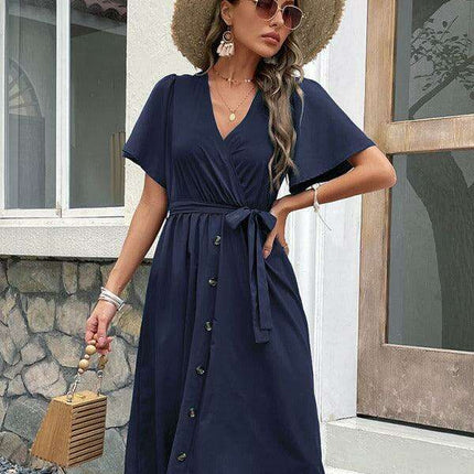 Elegant Elbow Sleeve Wrap Dress for a Timeless Sophisticated Look