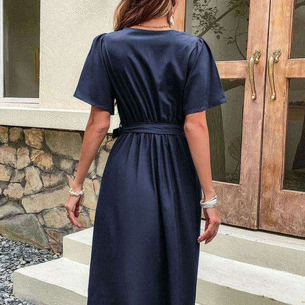 Elegant Elbow Sleeve Wrap Dress for a Timeless Sophisticated Look
