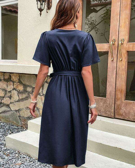 Elegant Elbow Sleeve Wrap Dress for a Timeless Sophisticated Look