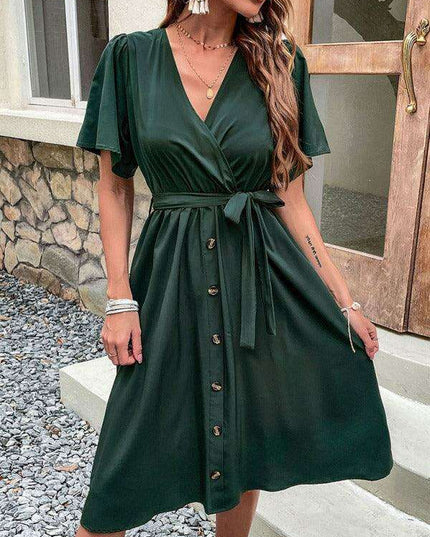 Elegant Elbow Sleeve Wrap Dress for a Timeless Sophisticated Look