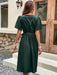 Women's Solid Color Surplice Faux Wrap Button-down Midi Dress-Clothing, Shoes & Accessories›Women›Clothing›Dresses›Casual-kakaclo-Black-S-Très Elite