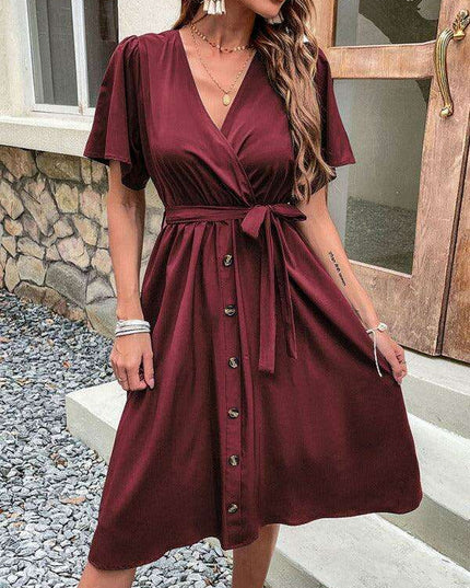 Elegant Elbow Sleeve Wrap Dress for a Timeless Sophisticated Look