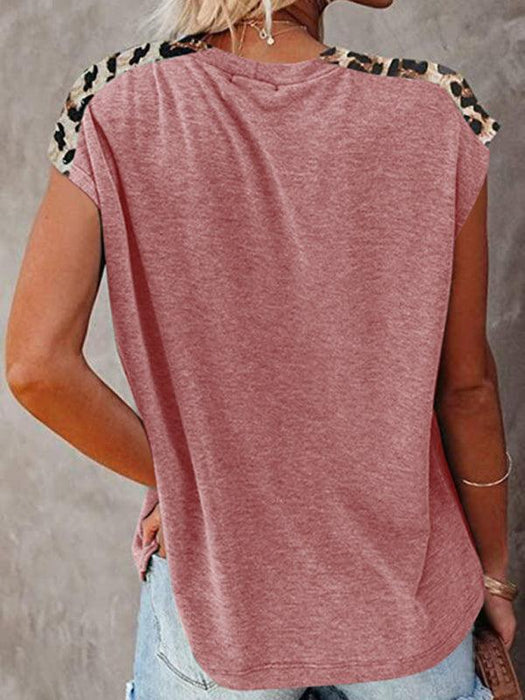 Animal Print Short Sleeve Tunic Top for Women