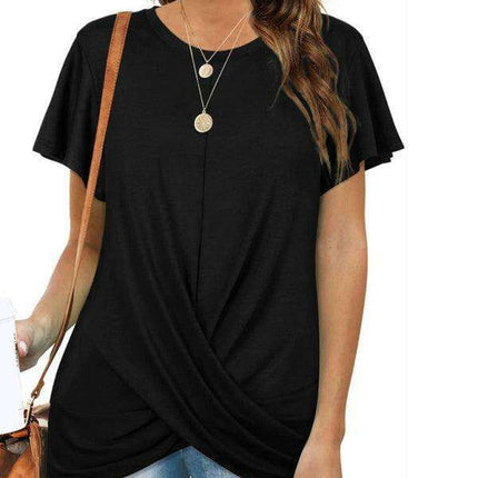 Elegant Twist-Front Crewneck Tee for Effortless Style