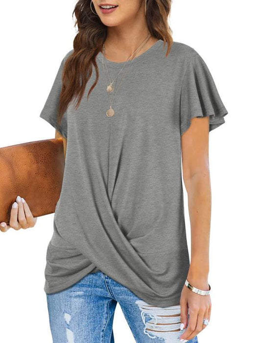 Chic Twist Detail Crewneck T-Shirt for Women