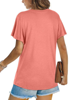 Women's Solid Color Twist Front Crewneck T-shirt-kakaclo-Pink-S-Très Elite