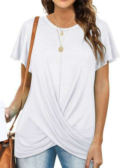 Elegant Twist-Front Crewneck Tee for Effortless Style