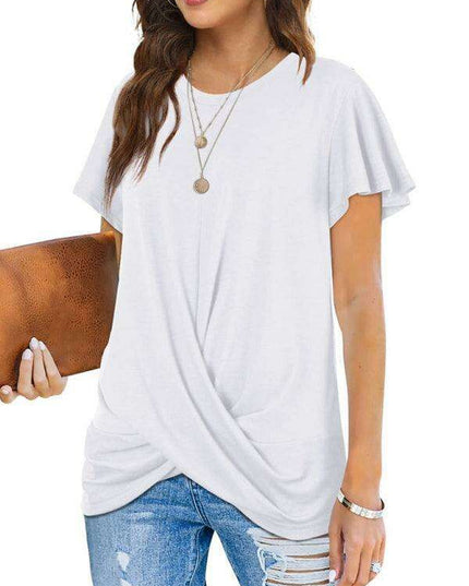 Elegant Twist-Front Crewneck Tee for Effortless Style