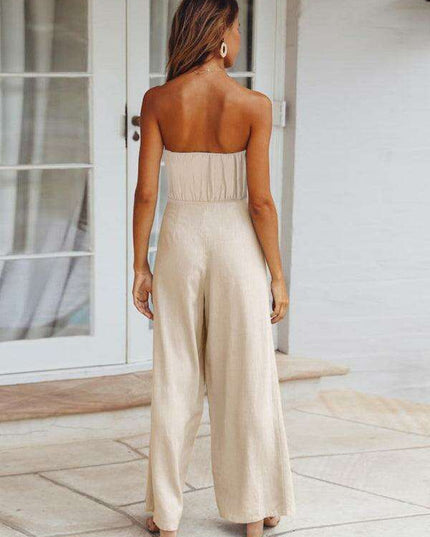 Bohemian Backless Jumpsuit & Straight Trouser Set: Summer Must-Have