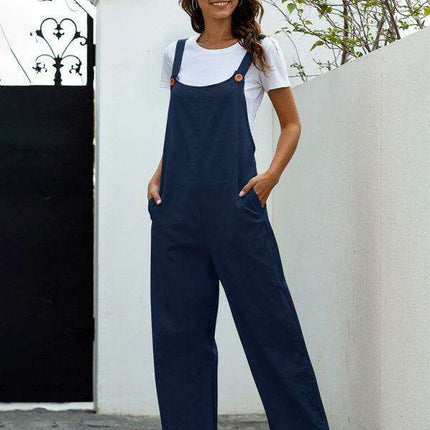 Vintage-Inspired Women's Cotton Overall Jumpsuit