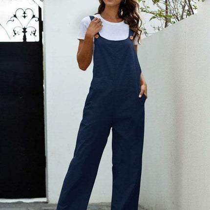 Vintage-Inspired Women's Cotton Overall Jumpsuit