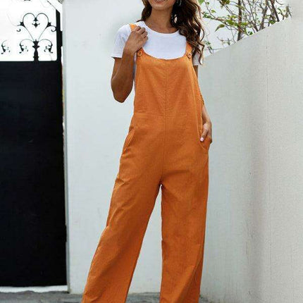Vintage-Inspired Women's Cotton Overall Jumpsuit