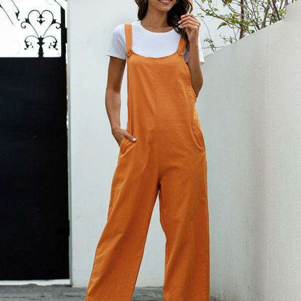 Vintage-Inspired Women's Cotton Overall Jumpsuit