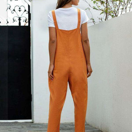 Vintage-Inspired Women's Cotton Overall Jumpsuit