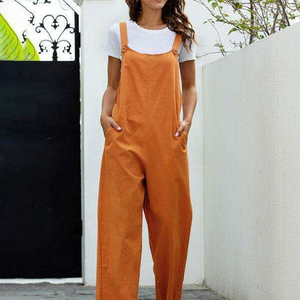 Vintage-Inspired Women's Cotton Overall Jumpsuit