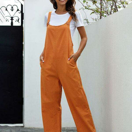 Vintage-Inspired Women's Cotton Overall Jumpsuit