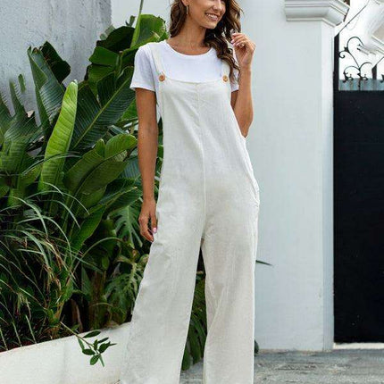 Vintage-Inspired Women's Cotton Overall Jumpsuit