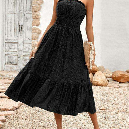 Elegant Strapless Taffeta Cocktail Dress with Lace Detailing for Women