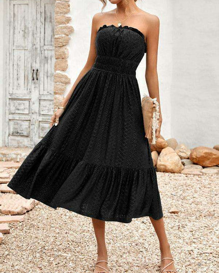 Elegant Strapless Taffeta Cocktail Dress with Lace Detailing for Women