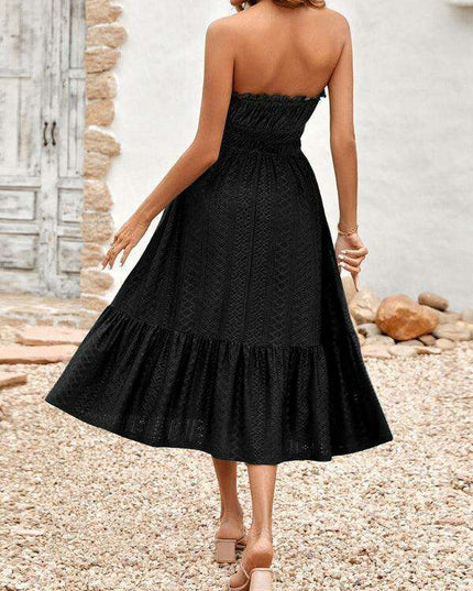 Elegant Strapless Taffeta Cocktail Dress with Lace Detailing for Women