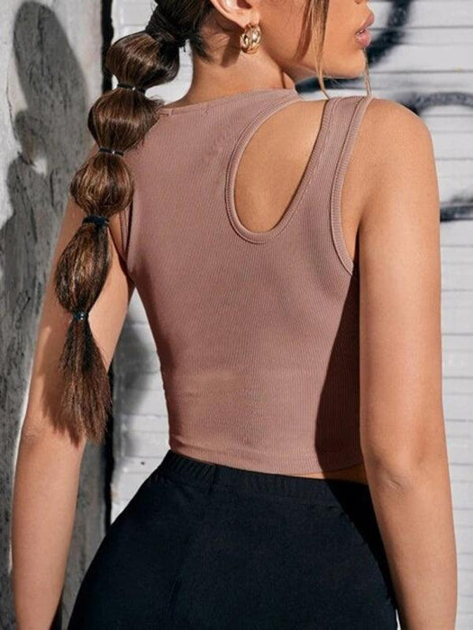 Chic Women's Hollow Asymmetric Knit Crop Vest