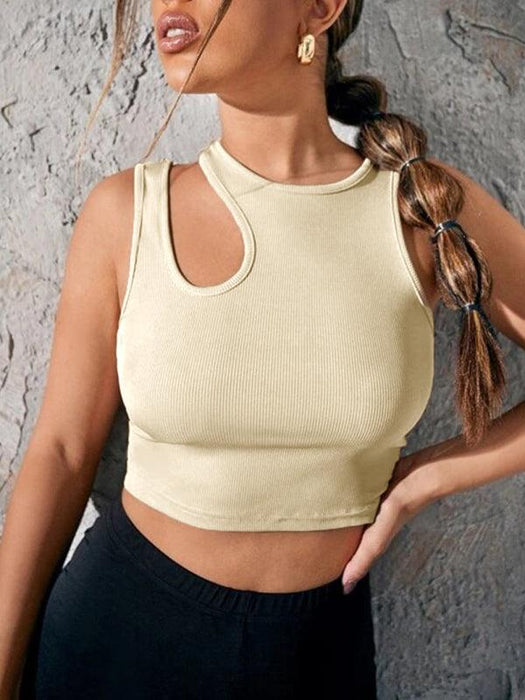 Chic Women's Hollow Asymmetric Knit Crop Vest