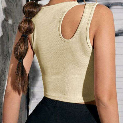 Stylish Asymmetric Cut Knit Cropped Vest for Women