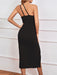 Sultry One-shoulder Midi Dress with Mesh Panel and Cutout Detail for Women