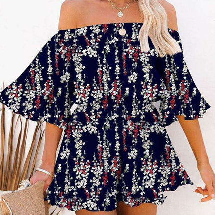 Elegant Off-The-Shoulder Seersucker Mesh Romper - Women's Lightweight Jumpsuit