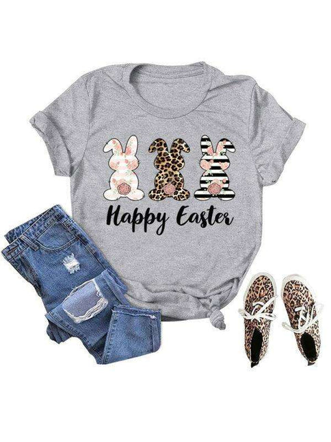Joyful Spring Bunny Graphic Tee for Women