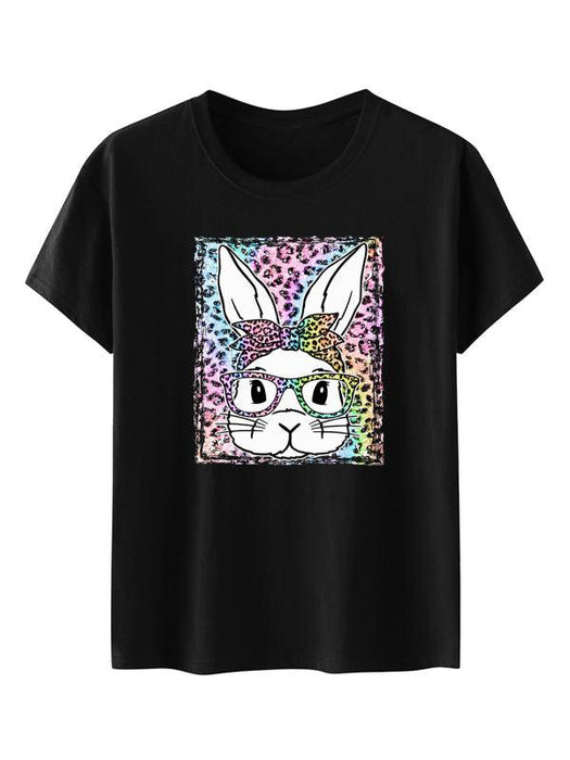 Leopard Rabbit Print Women's Graphic Tee for Casual Chic